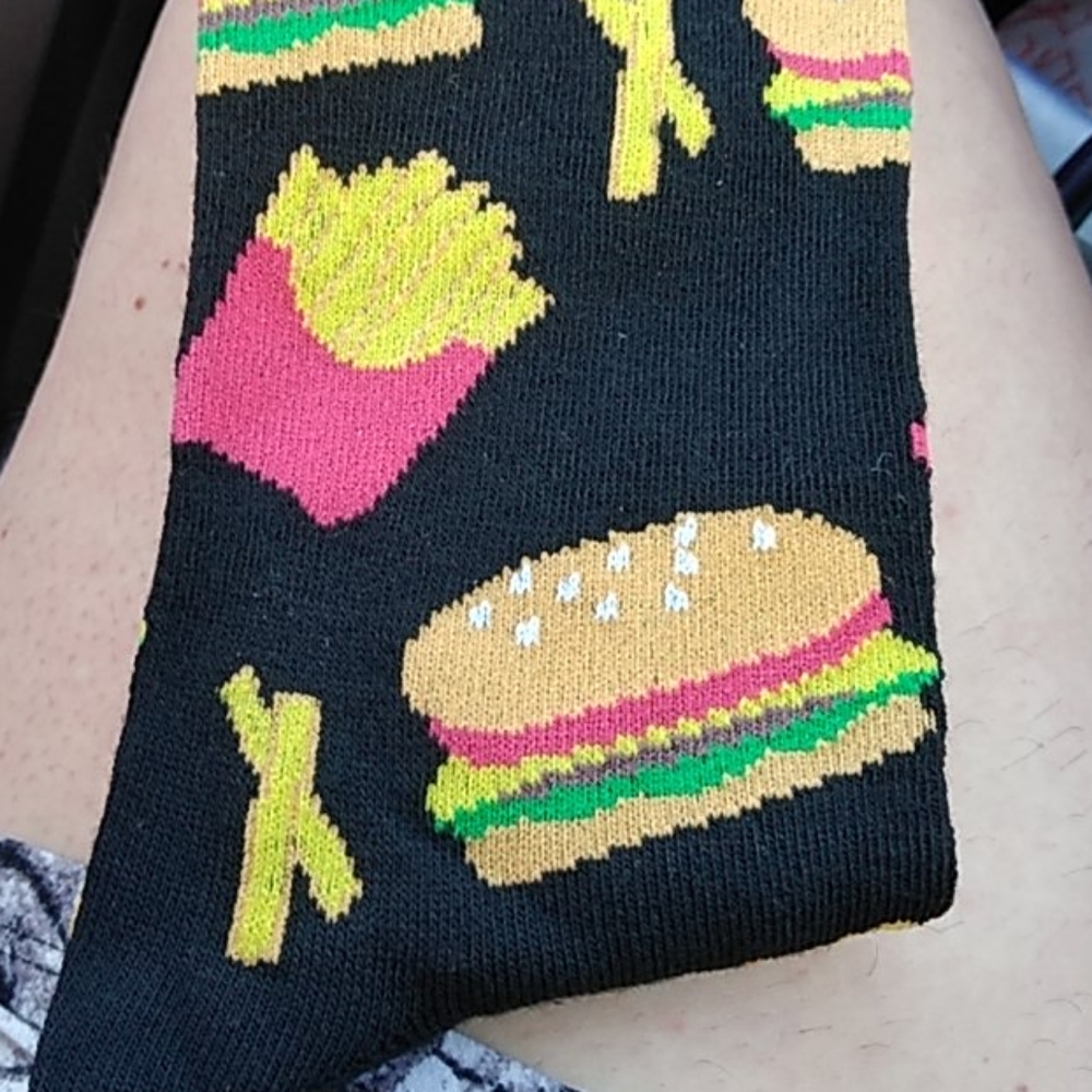 Men's fast food burger fries motif socks